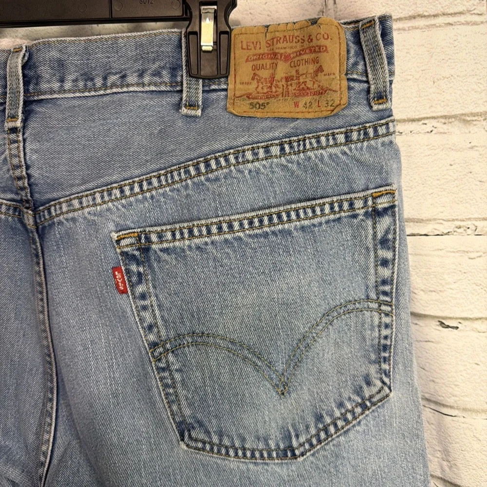 Levi's 505 Men's Jeans W42 L32 Straight Leg Zip Fly Light Wash Y2K